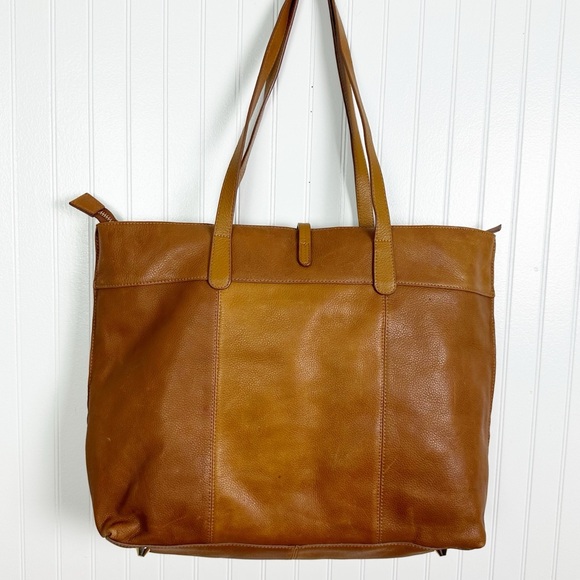 STELLA & MAX LEATHER LARGE CONAC BROWN SHOULDER TOTE BAG - Picture 6 of 12